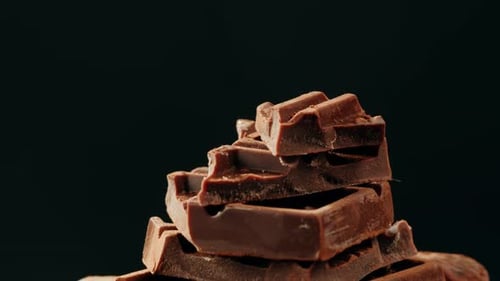 Rotating Stack of Dark Chocolate Chunks