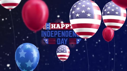 Happy Independence Day Celebration with Animated Balloons
