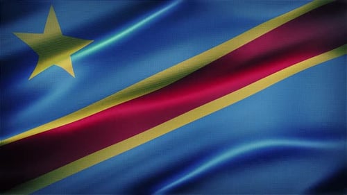 Realistic Waving Flag of Democratic Republic of Congo Loop