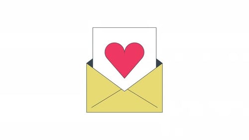 Flat Design Love Message Envelope Reveal Animation