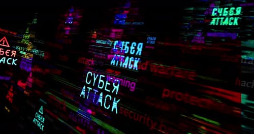 Cyberangriff, russisches Symbol, nahtlose Schleife