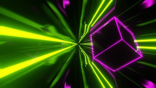 Lime And Pink Sci-Fi Neon Weightlessness Tunnel Background Vj Loop In HD