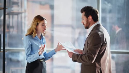 Nervous Coworkers Arguing Office Closeup Angry Businessman Ceo Throwing Papers