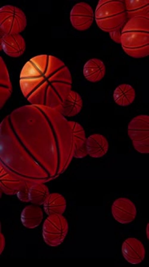 3D Falling Basketballs Sports Element Animation