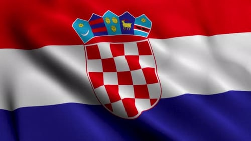 Waving Croatian Flag Seamless Loop Animation