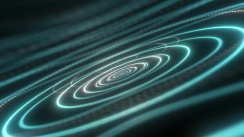 Dynamic Neon Circles and Lines Abstract Tech Background Loop