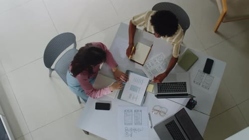 IT Specialists Developing Mobile Application Top Down