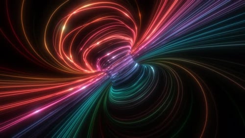 Colorful Light Streaks And Particles Data Flowing Circular Tunnel Seamless Loop 2