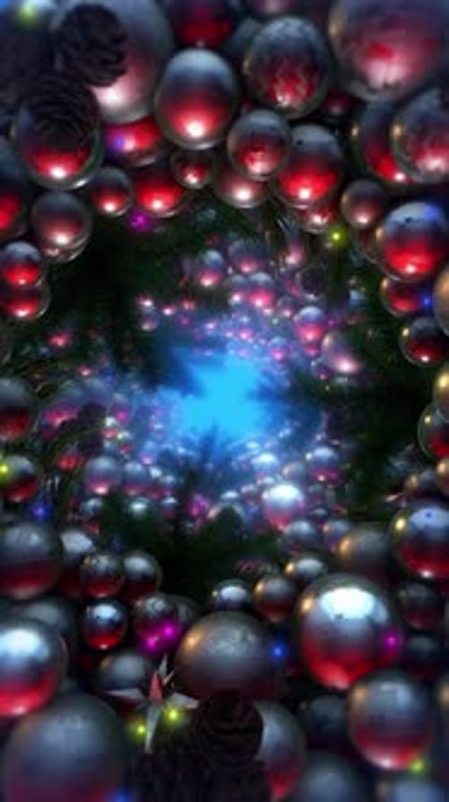 Christmas Ornaments Festive Tunnel with Glowing Lights