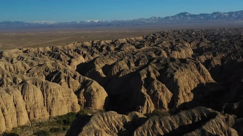 Slow revealing wide drone shot of Charyn Canyon, Kazakhstan