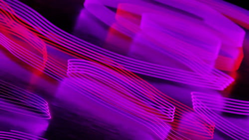 Multicolored Waving Lines Appearing Against Dark Background 3D Animation Loop