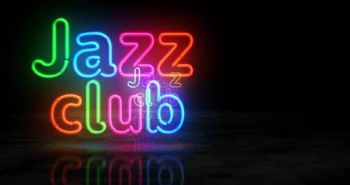Jazz Club nightlife neon symbol 3d flight between