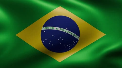 Animierte Flagge von Brasilien mit realistischer Stoffbewegung