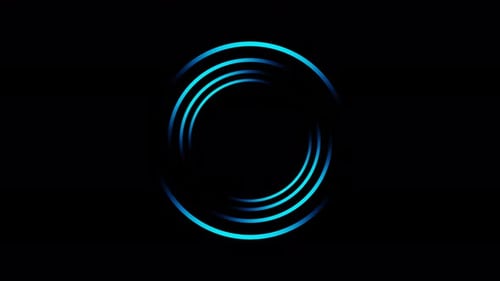Blaue Neon-Ladekreise auf dunklem Hintergrund