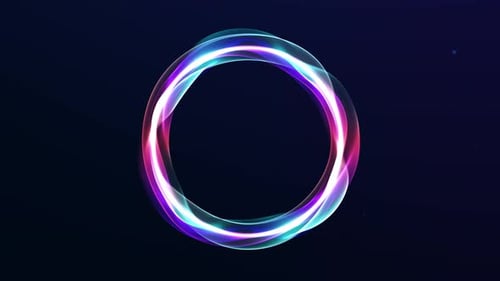 Colorful neon ring with holographic energy glow on dark background