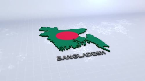 Animated 3D Map of Bangladesh Flag and Country Name Reveal