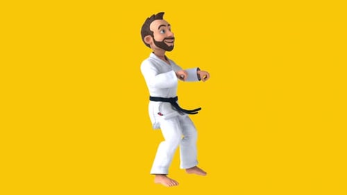Lustige 3D-Cartoon-Karateka-Animation (inklusive Alphakanal)