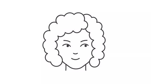 Animated Curly Hair Head with Shifting Gaze