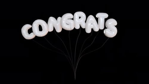 Animated Floating White Balloon Letters for Congratulations