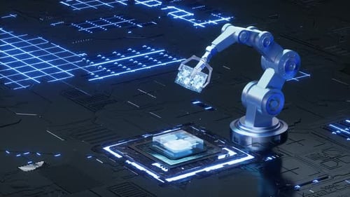 Mechanical arm and circuit chip sci-tech video