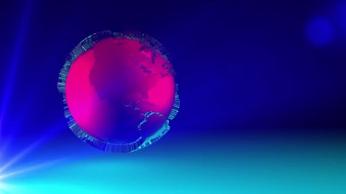 Earth Globe Red Background