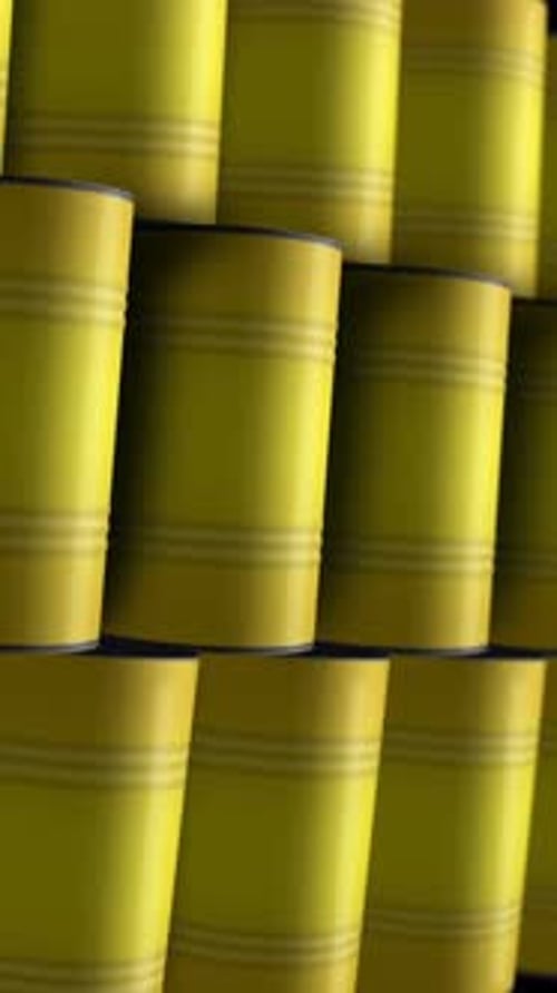Yellow barrels in row endless