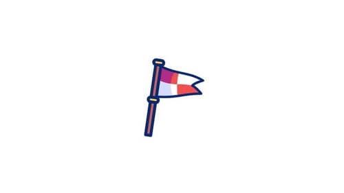 Waving Flag Icon Animation in Flat Design Style
