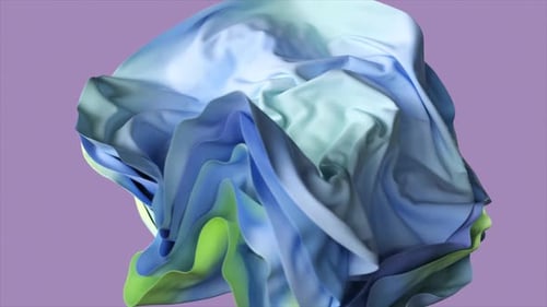 Abstract Fluid Cloth Animation with Blue Green Colors
