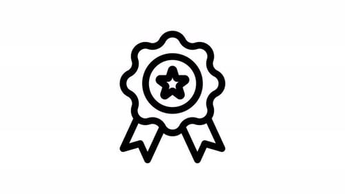 Animated Award Ribbon Line Icon for Achievements