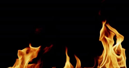 Golden Flames Flickering on Black Background