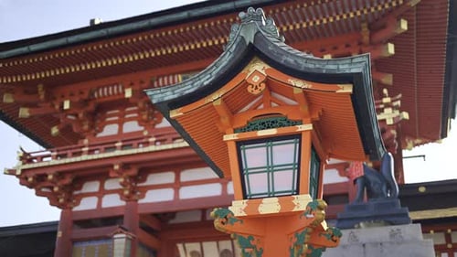 Admire the stunning details of traditional Japanese architecture, featuring a beautifully crafted la