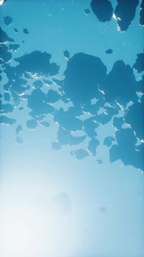 Floating Abstract Cosmic Rocks in Blue Vertical Space