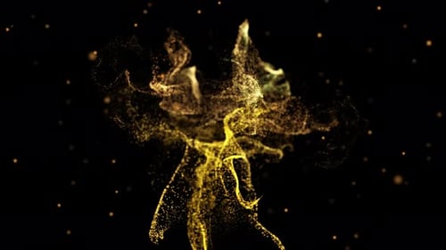 Abstract Golden Particle Fluid Swirl Background