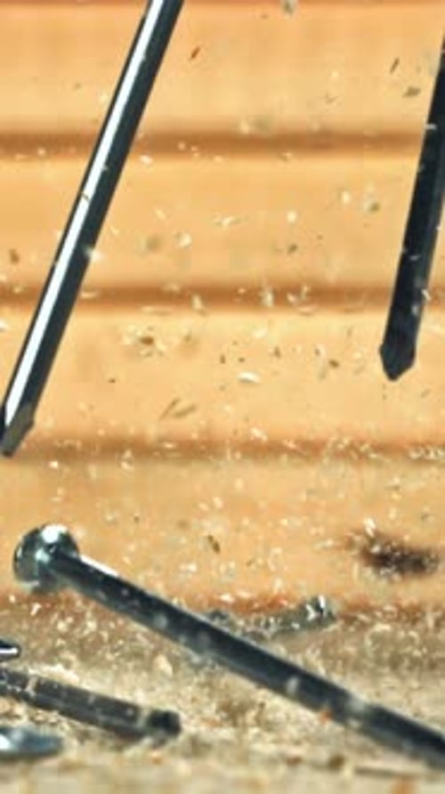 The Nails Fall on the Master's Desk Filmed on a Highspeed Camera at 1000 Fps
