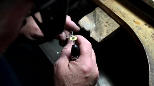 Gold Wedding Ring Craft By Goldsmith Isolated Macro Video Craft Jewelry Making with Professional