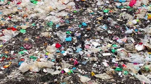 Urban Landscape Covered in Colorful Trash