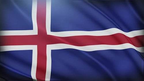 Realistic Waving Flag of Iceland Seamless Loop Background