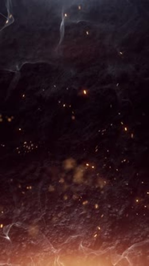 Rising Fiery Particles and Smoke Abstract Motion Background