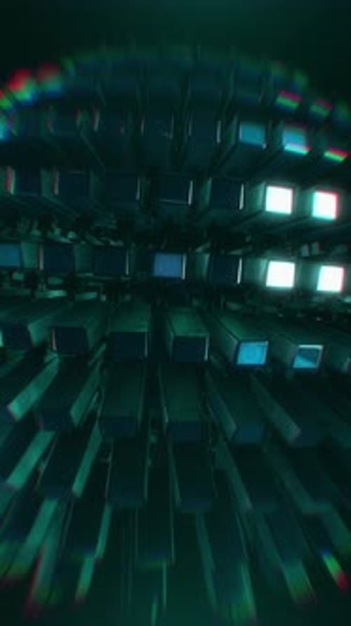 Abstract Futuristic Glitch Cube Animation