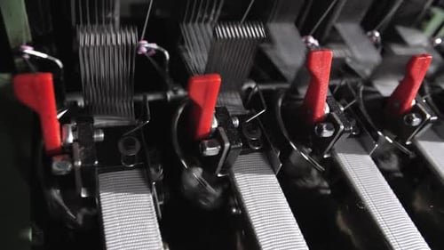 Close Up of Textile Machine in Slow Motion