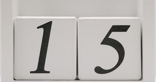 White Blocks Forming Number Fifteen Close Up