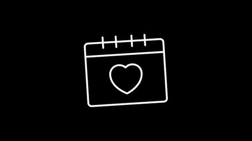 Vow Collection: Icon loop element of a calendar with animated heart in center on a black background