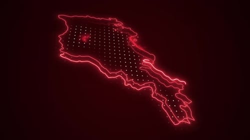 Animated Neon Glowing Digital Map Outline