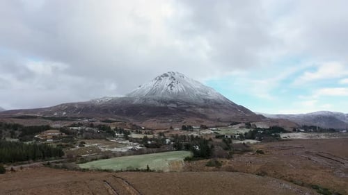 The Snow Covered Mount Errigal the Highest Mountain in Donegal Ireland