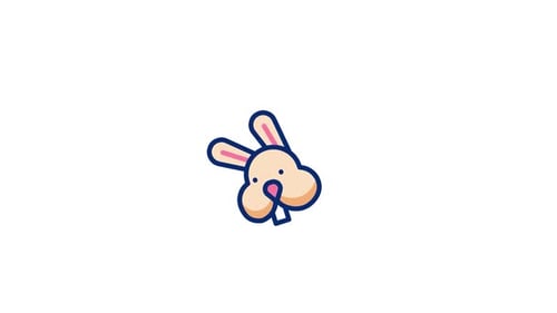 Cute Animated Rabbit Head Cartoon Blinking And Spinning