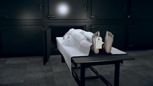 Morgue Examination Room Body with Toe Tag Animation
