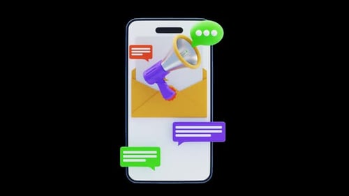 Modern 3D Smartphone Revealing Digital Communication and Marketing Icons