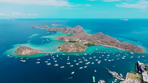 View Of Pinisi Boats At Marina Labuan Bajo, Indonesia