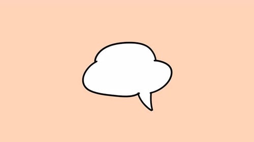 2d animated white speech bubble on pastel background