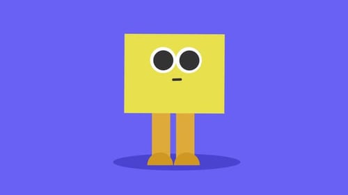 Animated Yellow Square Character with Expressive Emotions